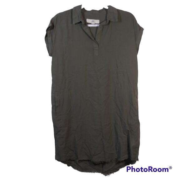 Thread and Supply Olive Green Shirt Lyocell Raw Hem Dress Festival Size XS - Picture 1 of 7